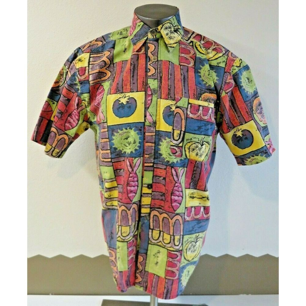 Mens The Territory Ahead Short Sleeve Button Front Shirt Size S Floral Colorbloc